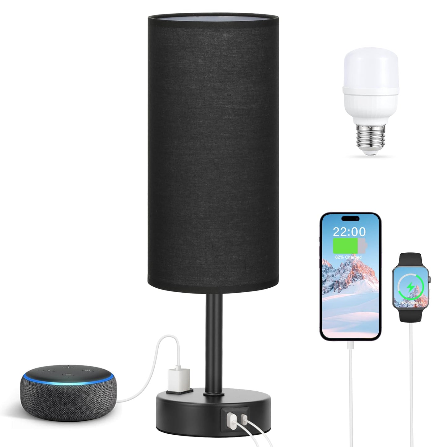 Fenmzee Rose Gold Crystal Touch Lamp 3 Way Dimmable with USB