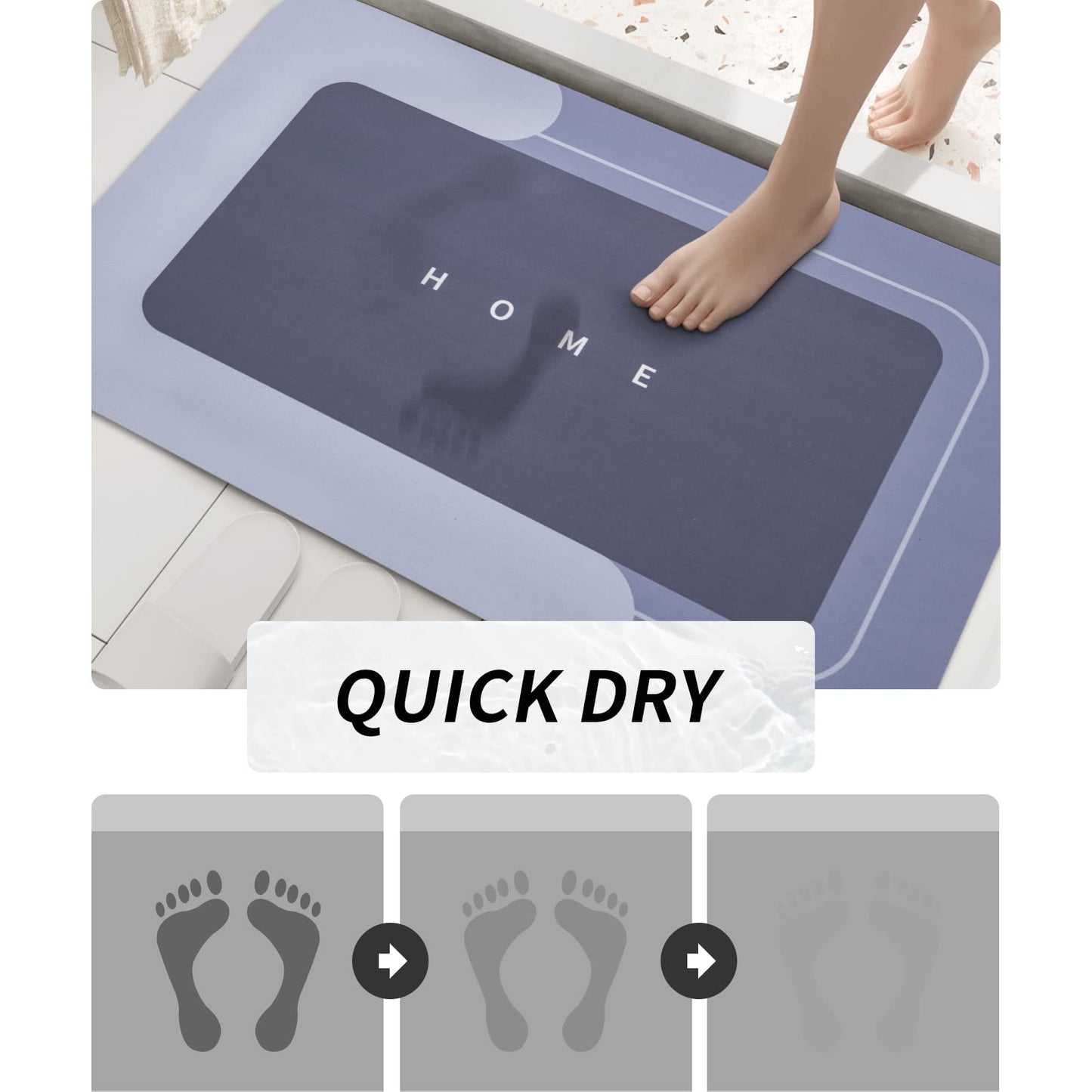 3PCS GORILLA GRIP Bath Rug Soft Chenille Absorbent Mat