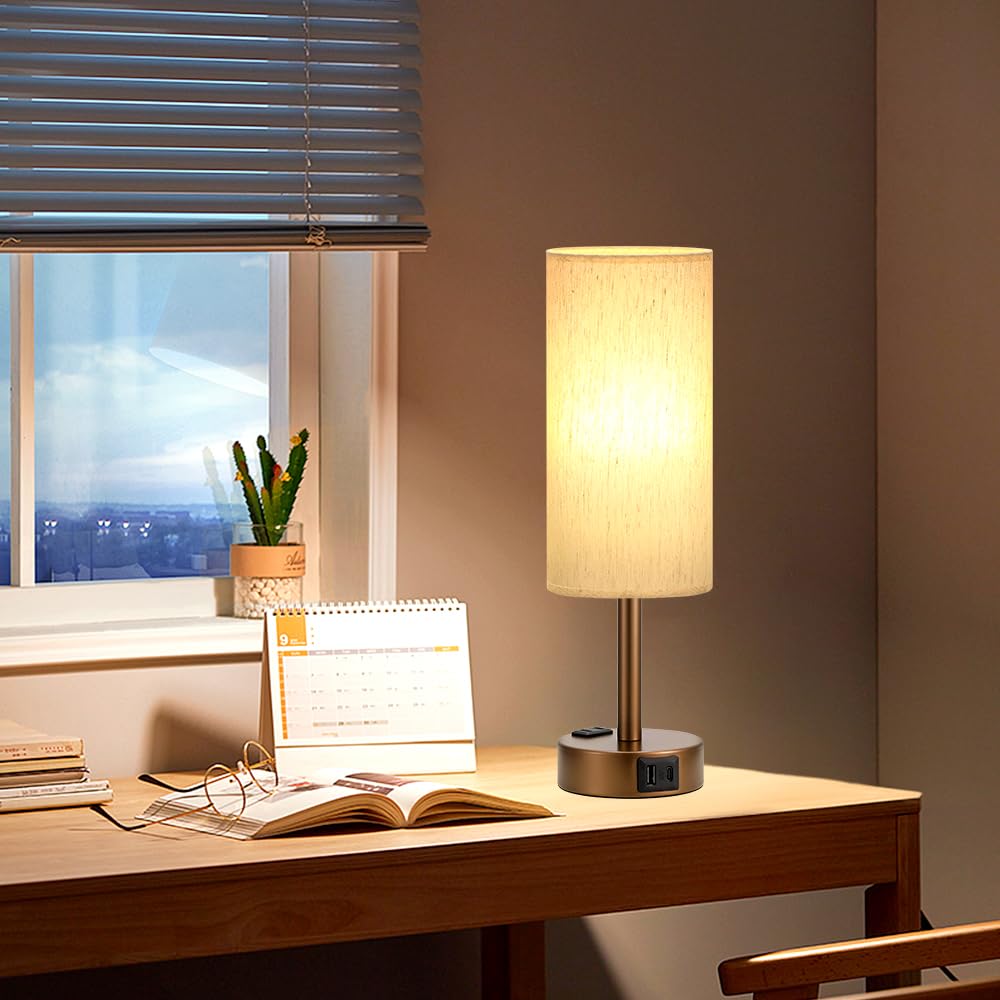 Fenmzee Rose Gold Crystal Touch Lamp 3 Way Dimmable with USB