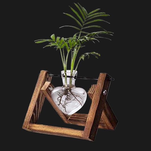 Kingbuy Terrarium Propagation Station 3 Bulb Glass Vase on Wooden Stand