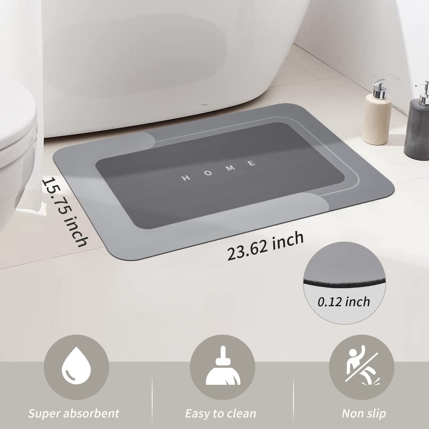 3PCS GORILLA GRIP Bath Rug Soft Chenille Absorbent Mat