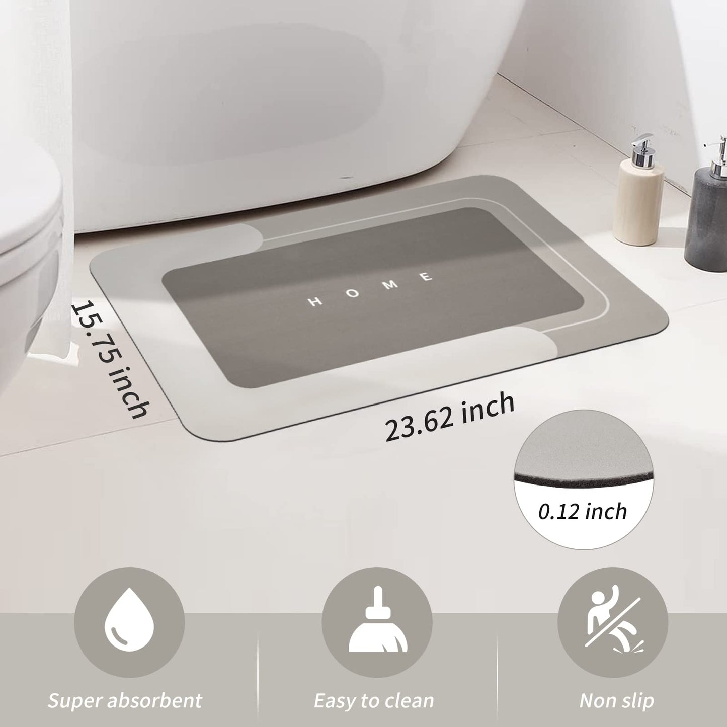 3PCS GORILLA GRIP Bath Rug Soft Chenille Absorbent Mat