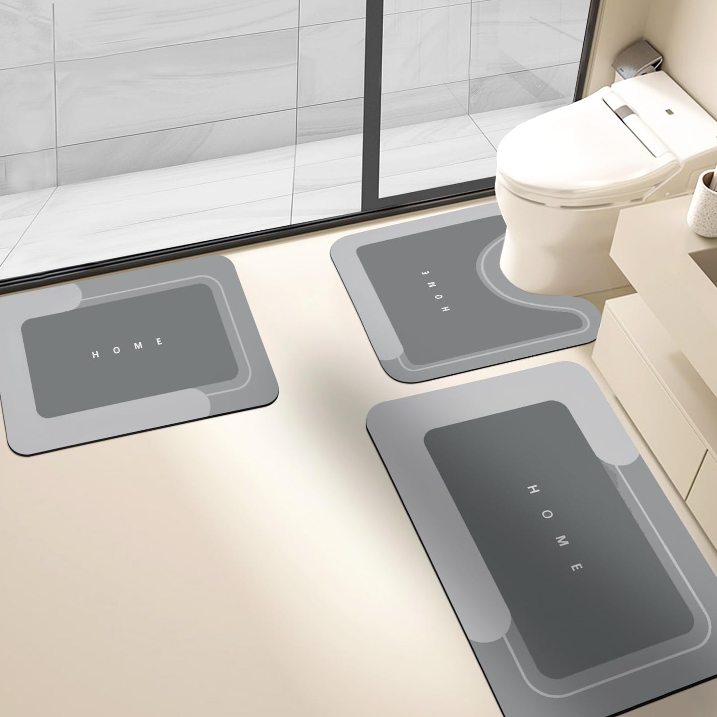 3PCS GORILLA GRIP Bath Rug Soft Chenille Absorbent Mat