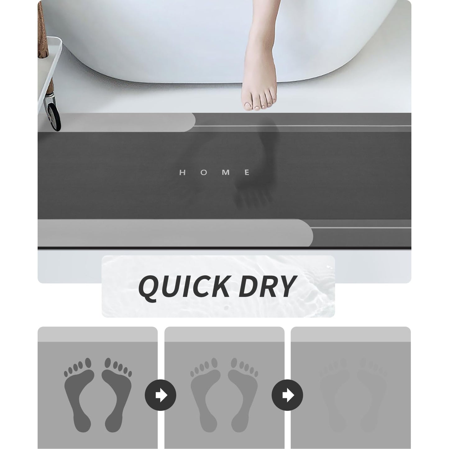 3PCS GORILLA GRIP Bath Rug Soft Chenille Absorbent Mat