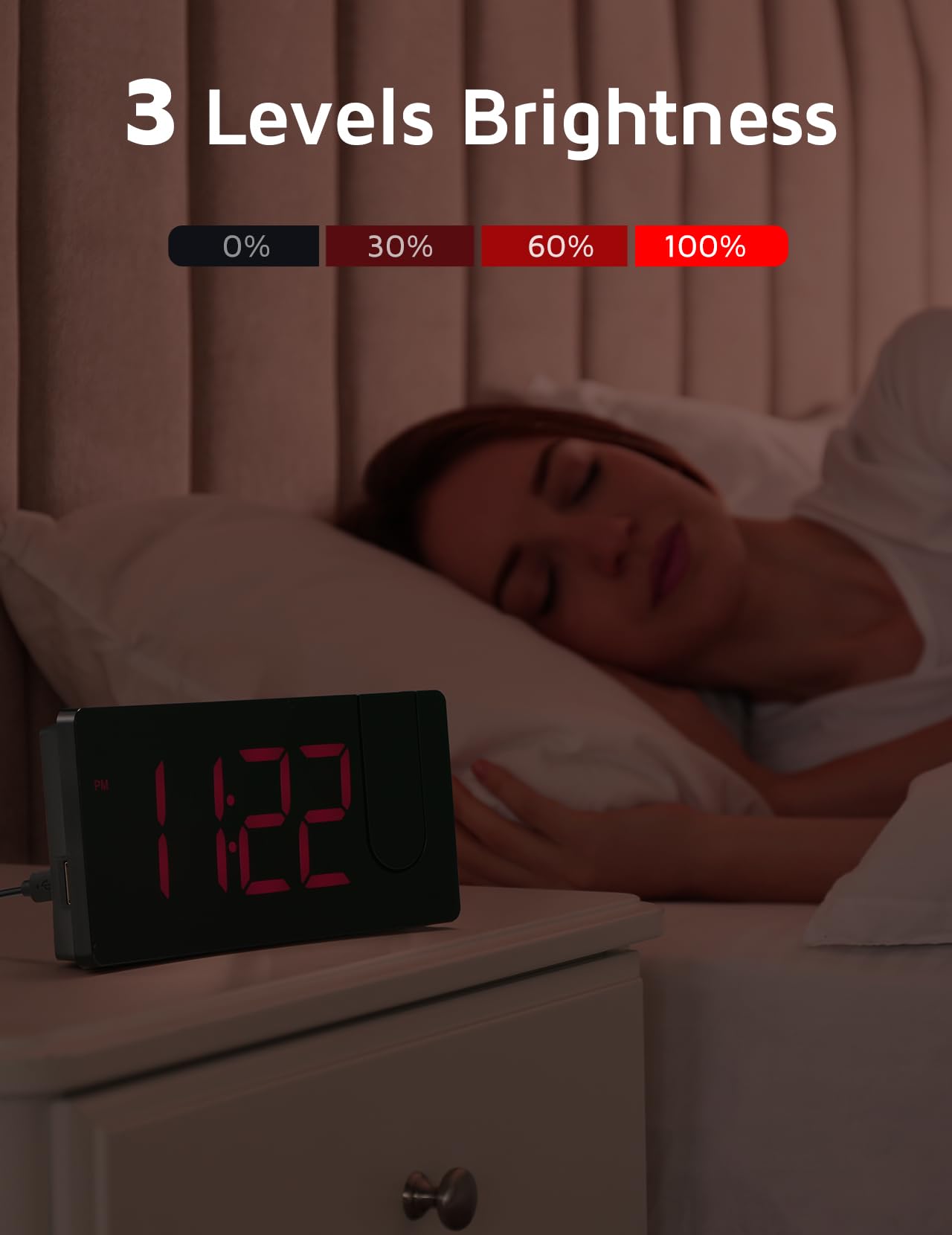GOLOZA Projection Alarm Clock 180 Degree Rotating LED Clock