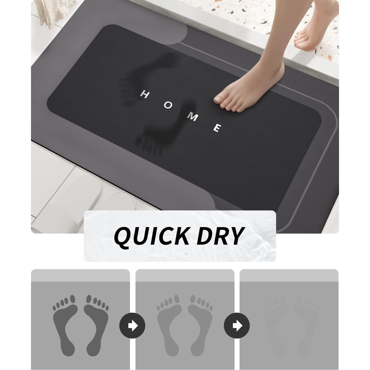 3PCS GORILLA GRIP Bath Rug Soft Chenille Absorbent Mat