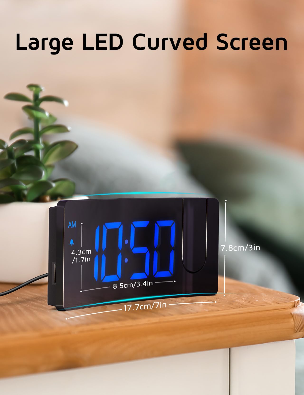 GOLOZA Projection Alarm Clock 180 Degree Rotating LED Clock