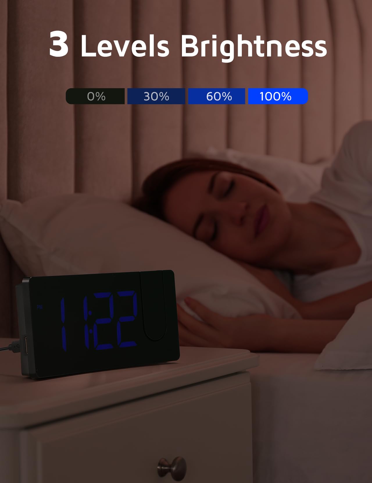 GOLOZA Projection Alarm Clock 180 Degree Rotating LED Clock