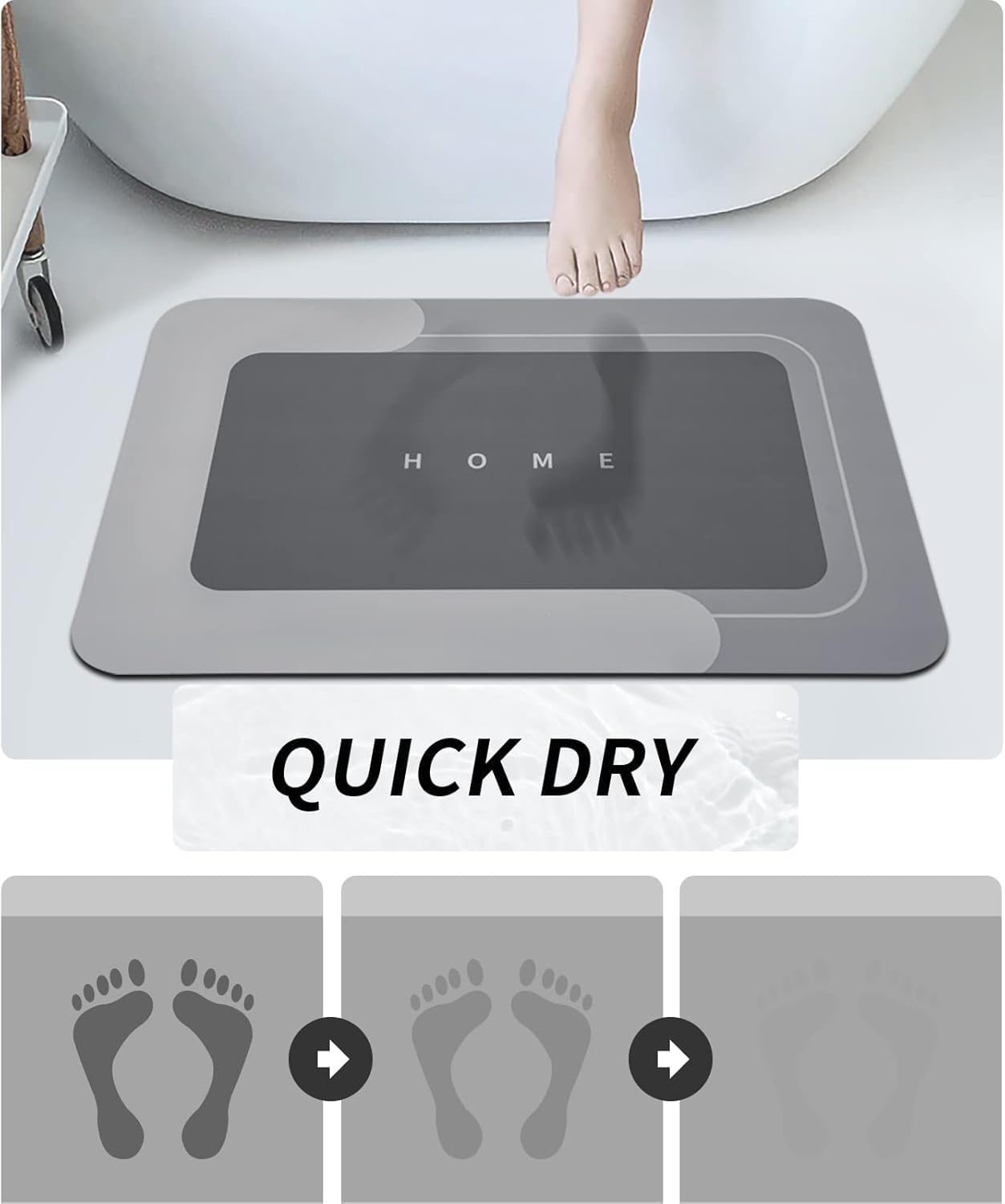 3PCS GORILLA GRIP Bath Rug Soft Chenille Absorbent Mat