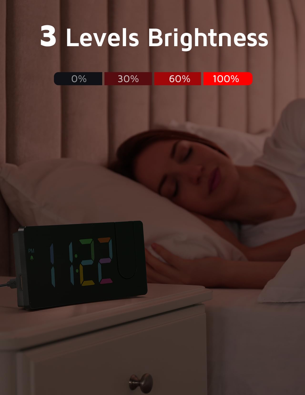 GOLOZA Projection Alarm Clock 180 Degree Rotating LED Clock