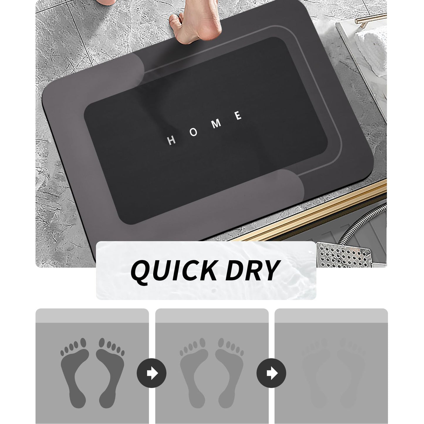 3PCS GORILLA GRIP Bath Rug Soft Chenille Absorbent Mat