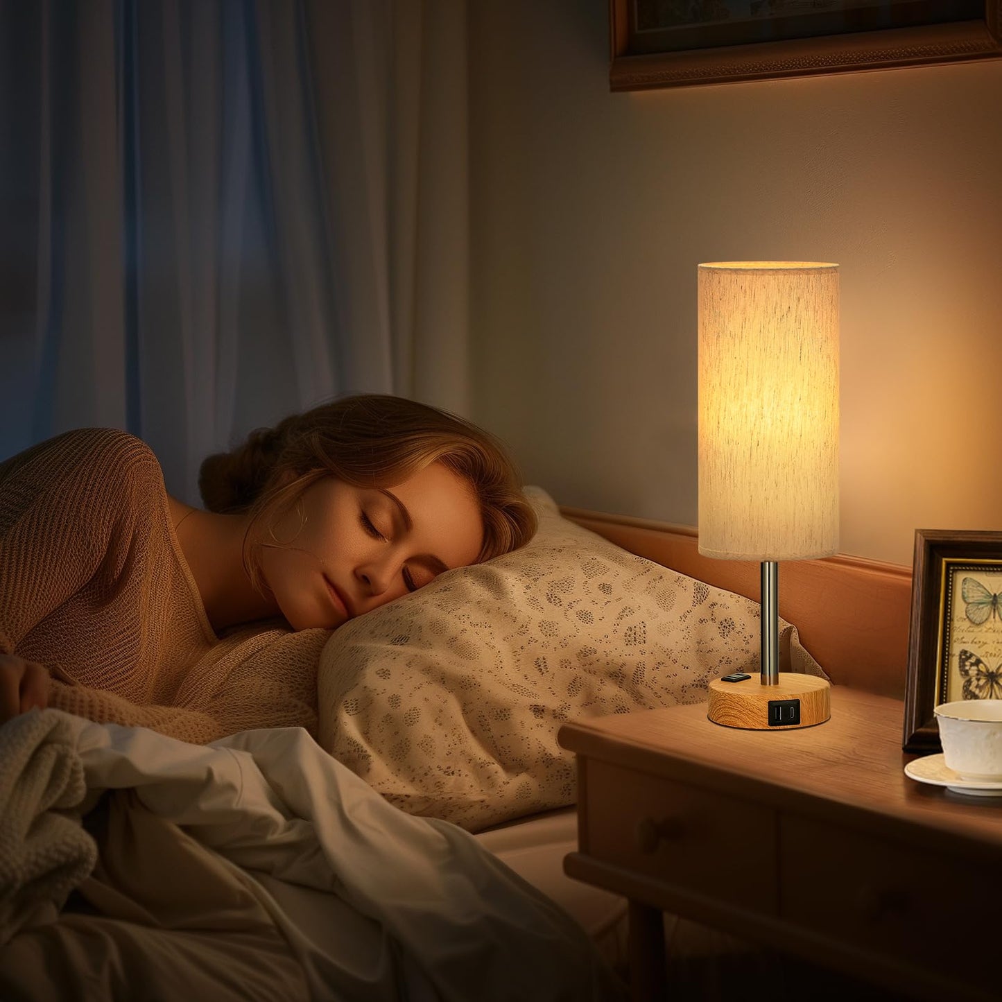 Fenmzee Rose Gold Crystal Touch Lamp 3 Way Dimmable with USB