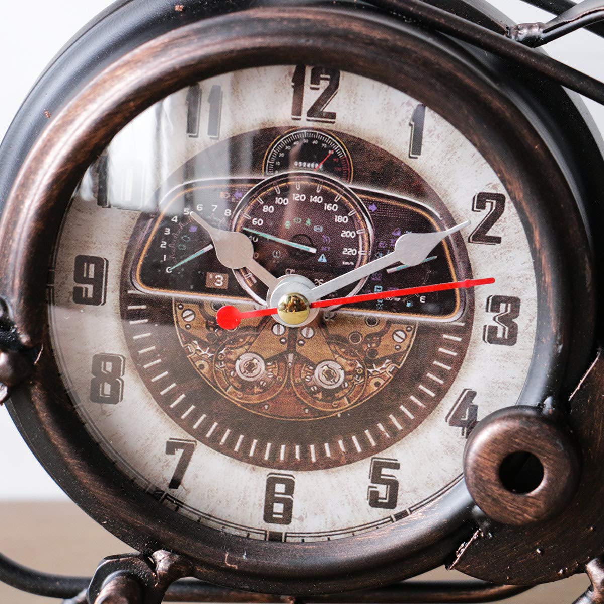 Metal Motorcycle Wall Clock Bronze Decorative Shelf Clock