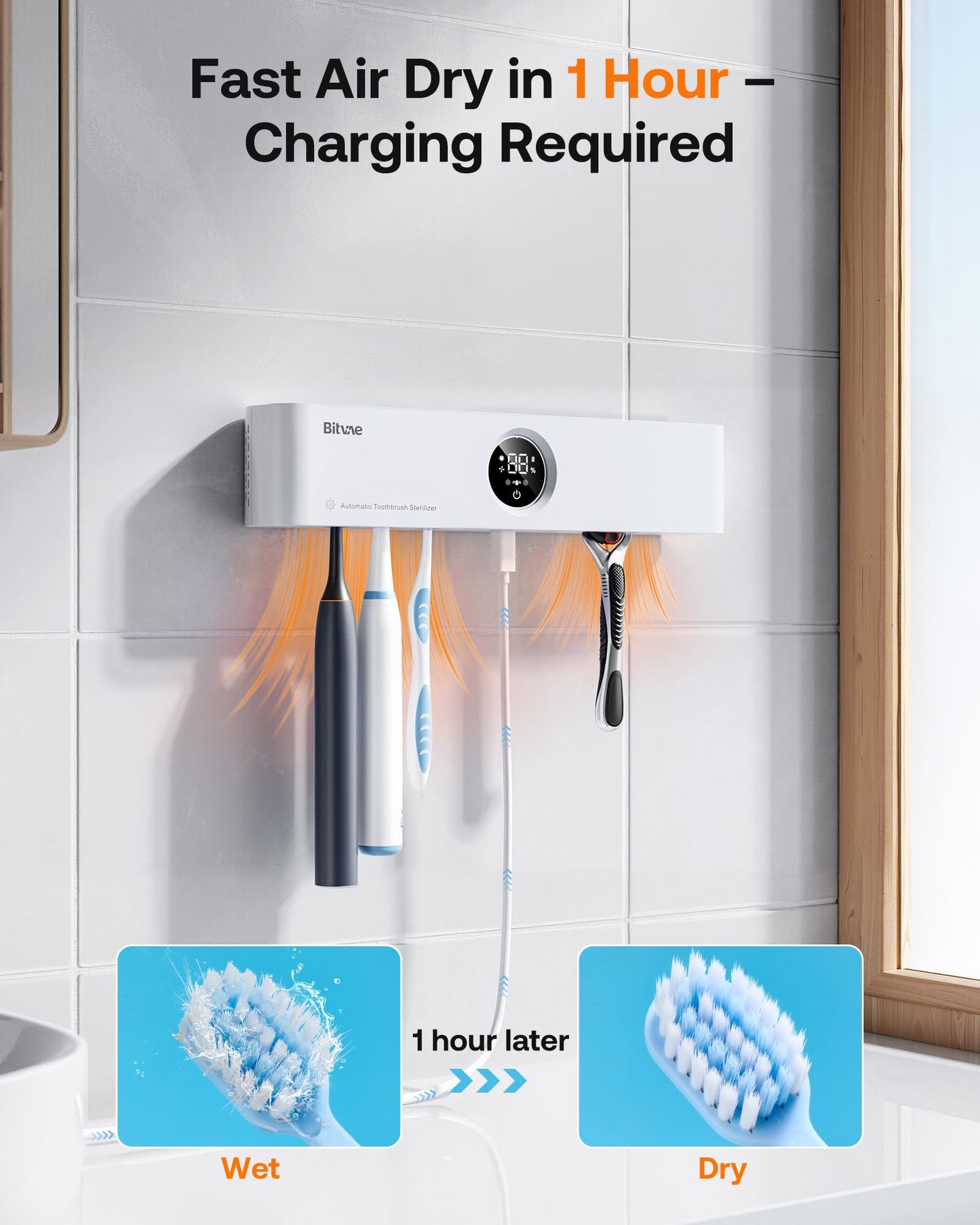 Bitvae Toothbrush Cleaner and Holder Smart LED Drying Station