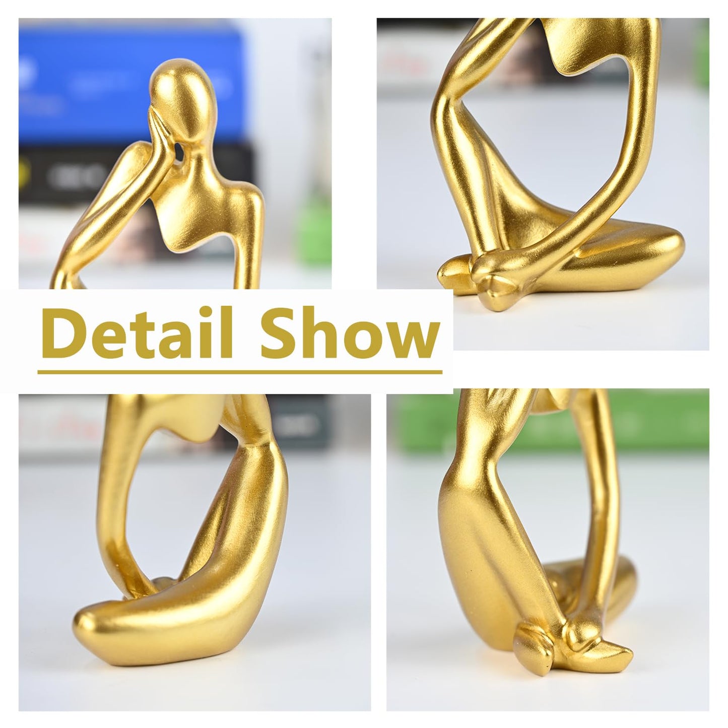 BOPART Gold Thinker Statues 3 Piece Modern Figurine Set