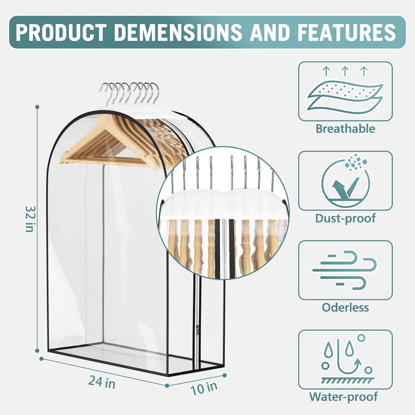 Liuoud Clear Garment Bags 4 Pack 40 Inch Gusseted Suit Covers