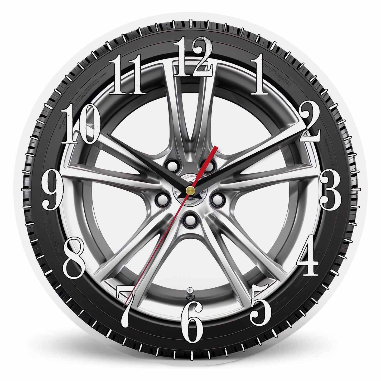 Mxocom Wheel Wall Clock Modern Car Tire Style Clock 10 Inch