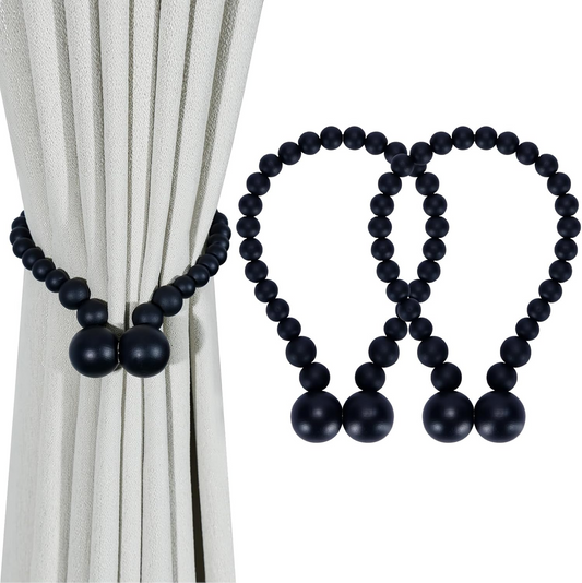 Magnetic Wood Bead Curtain Tiebacks