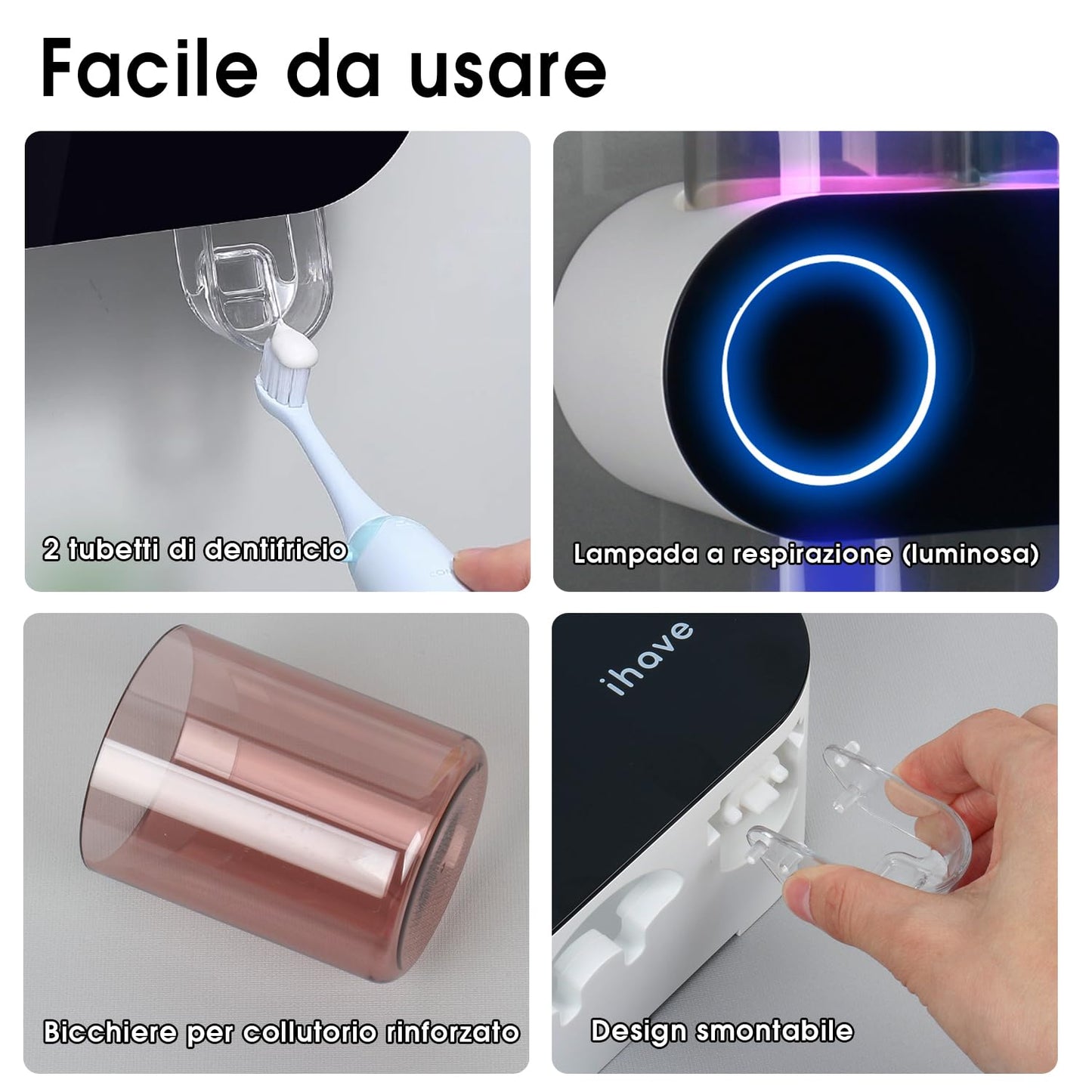 iHave Wall Mount Toothbrush Holder UV Sanitizer and Dispenser