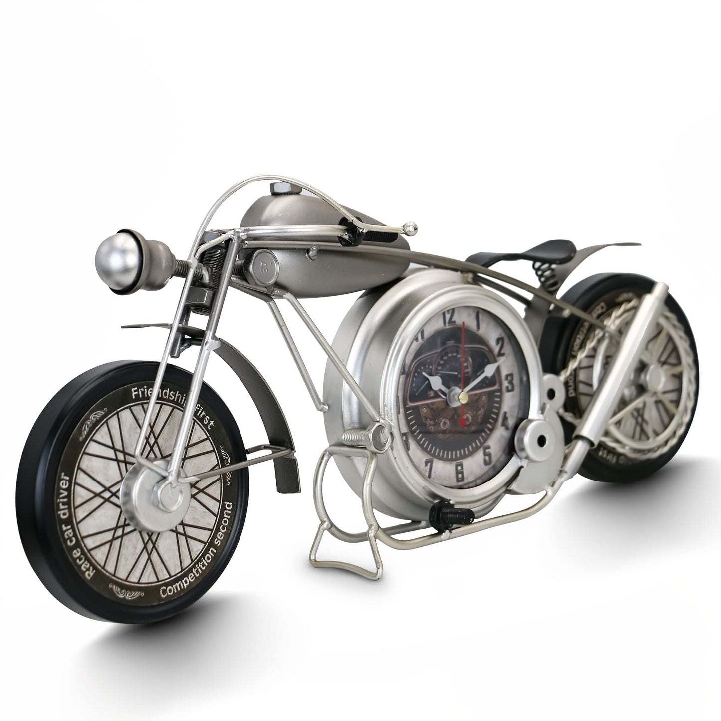 Metal Motorcycle Wall Clock Bronze Decorative Shelf Clock