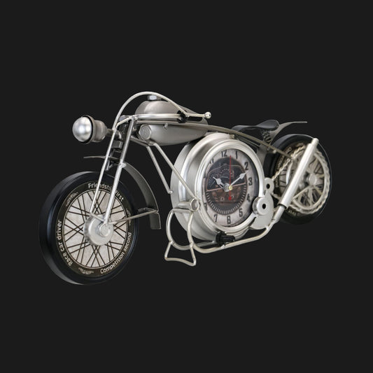Metal Motorcycle Wall Clock Bronze Decorative Shelf Clock