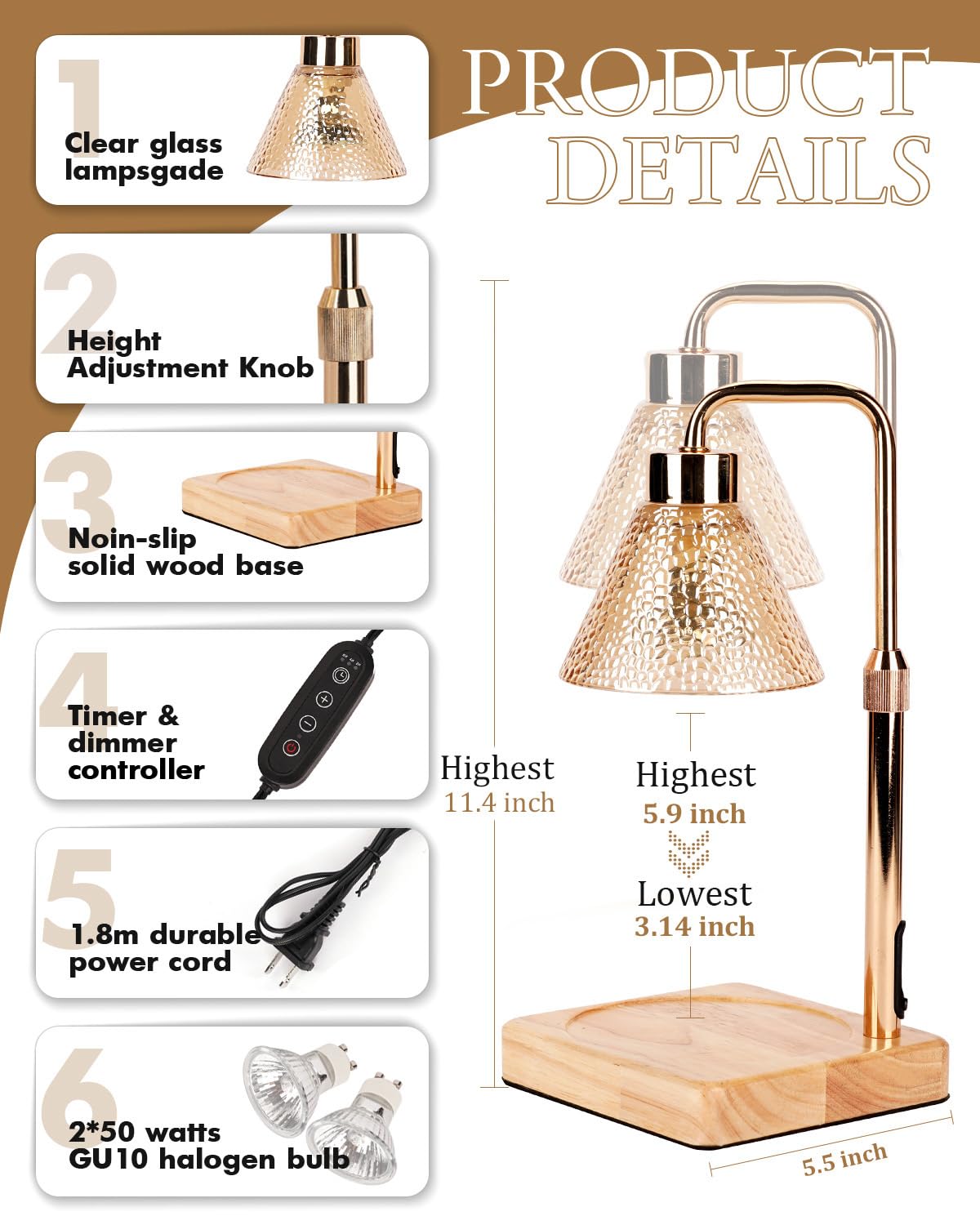 Funistree Flower Candle Warmer Lamp with Timer