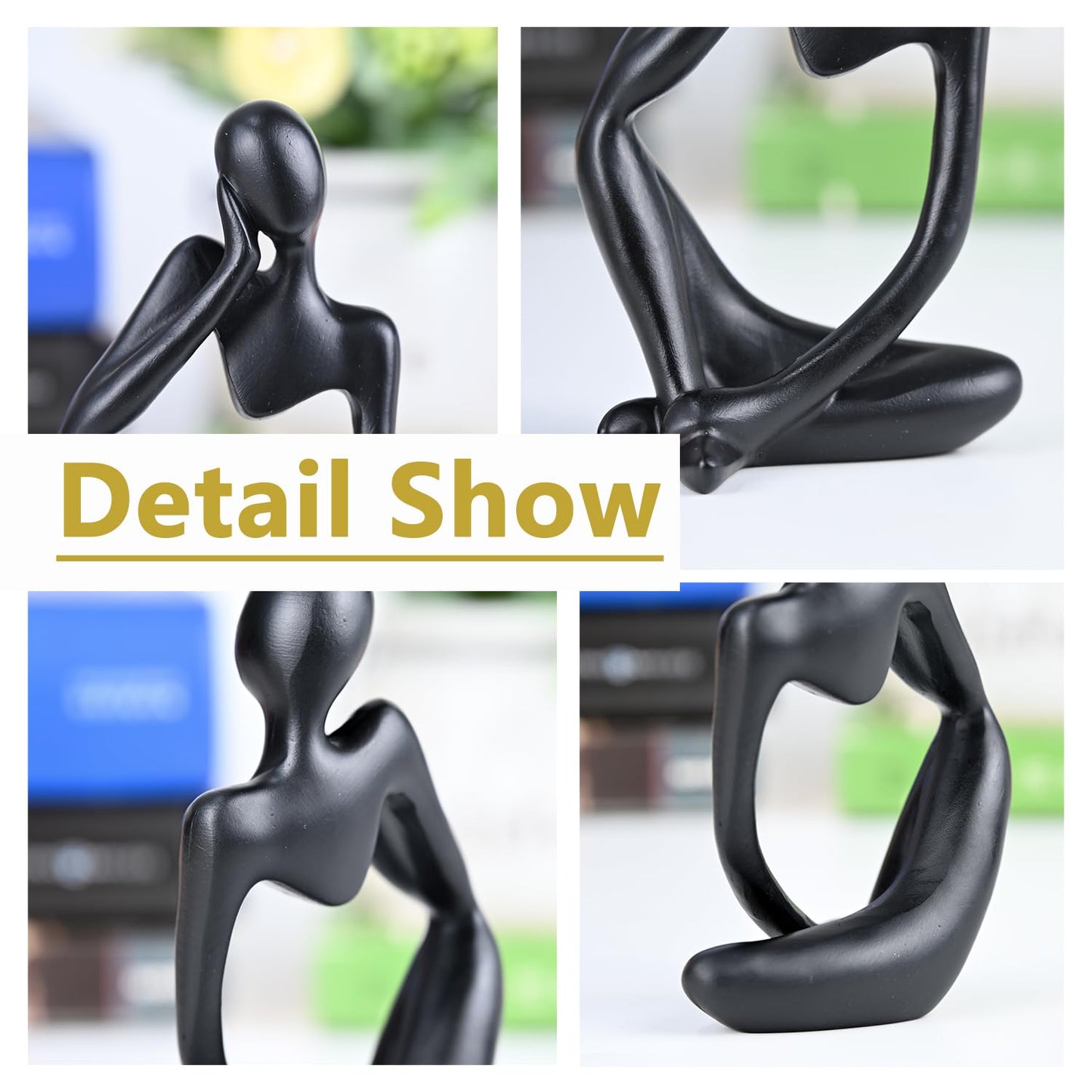 BOPART Gold Thinker Statues 3 Piece Modern Figurine Set