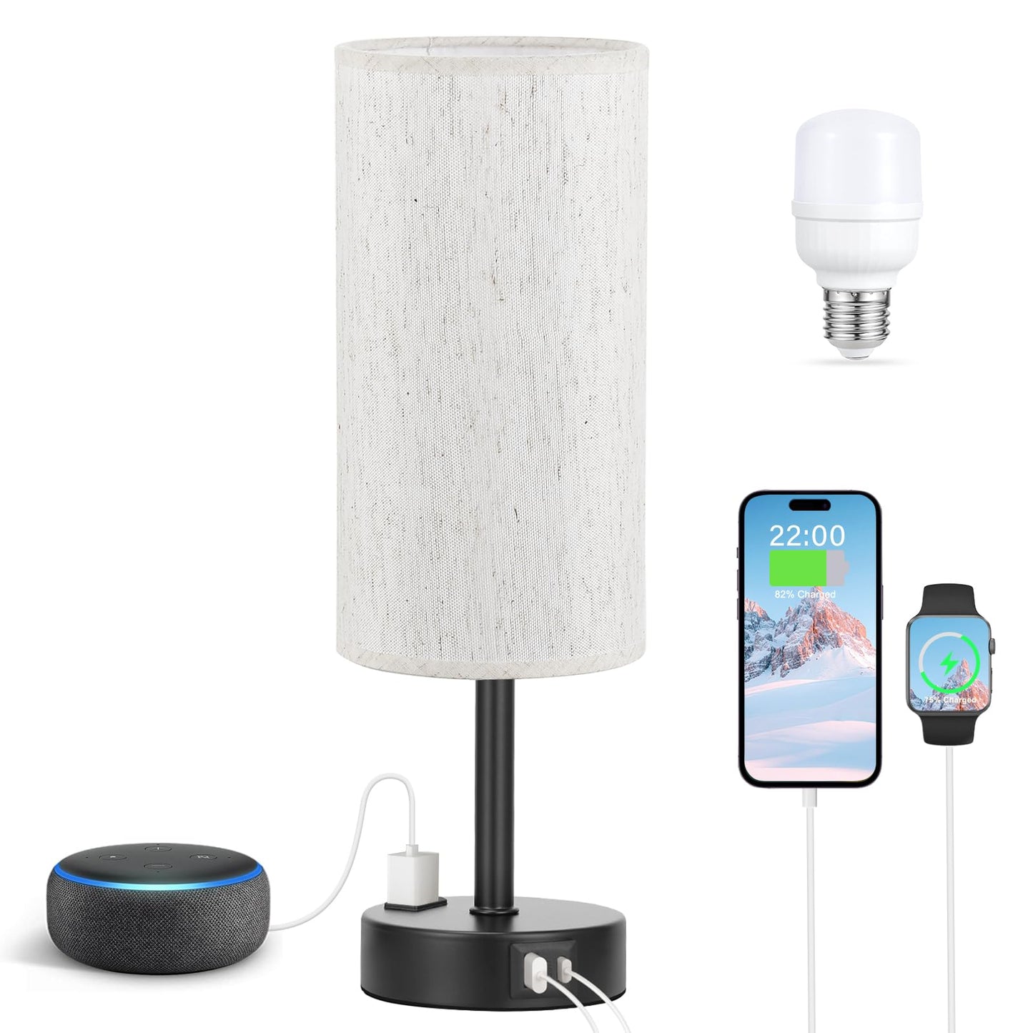 Fenmzee Rose Gold Crystal Touch Lamp 3 Way Dimmable with USB