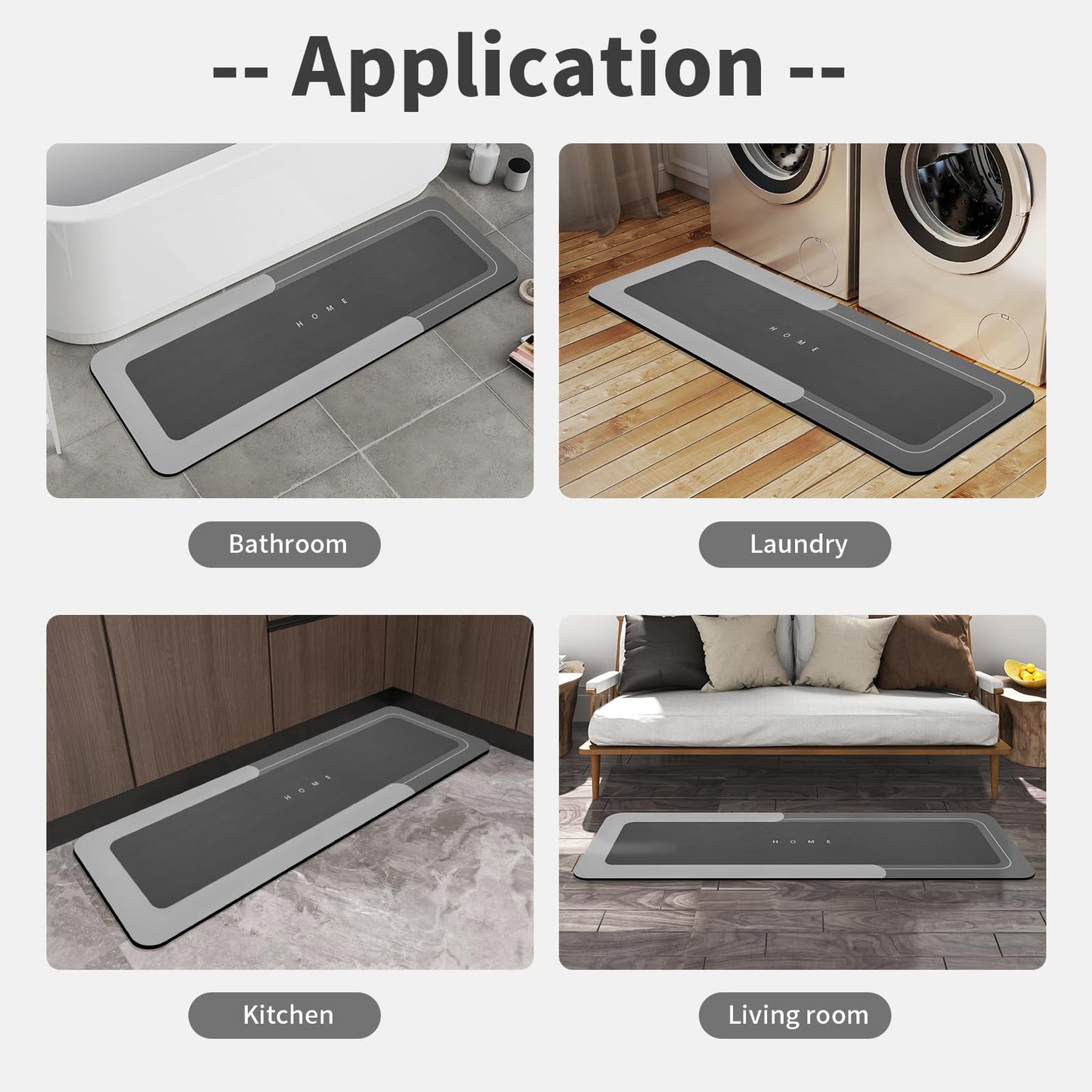 3PCS GORILLA GRIP Bath Rug Soft Chenille Absorbent Mat