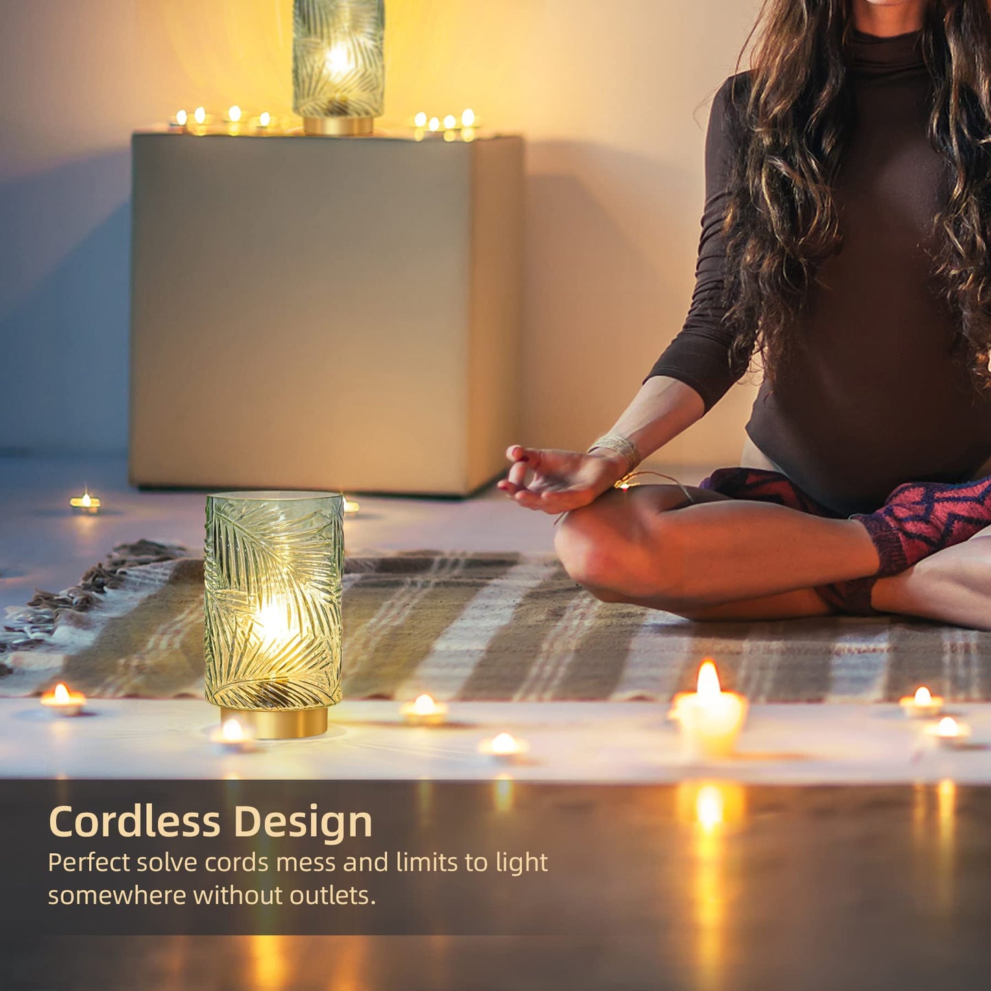 Battery Operated Cordless Table Lamp LED Nightlight with Timer