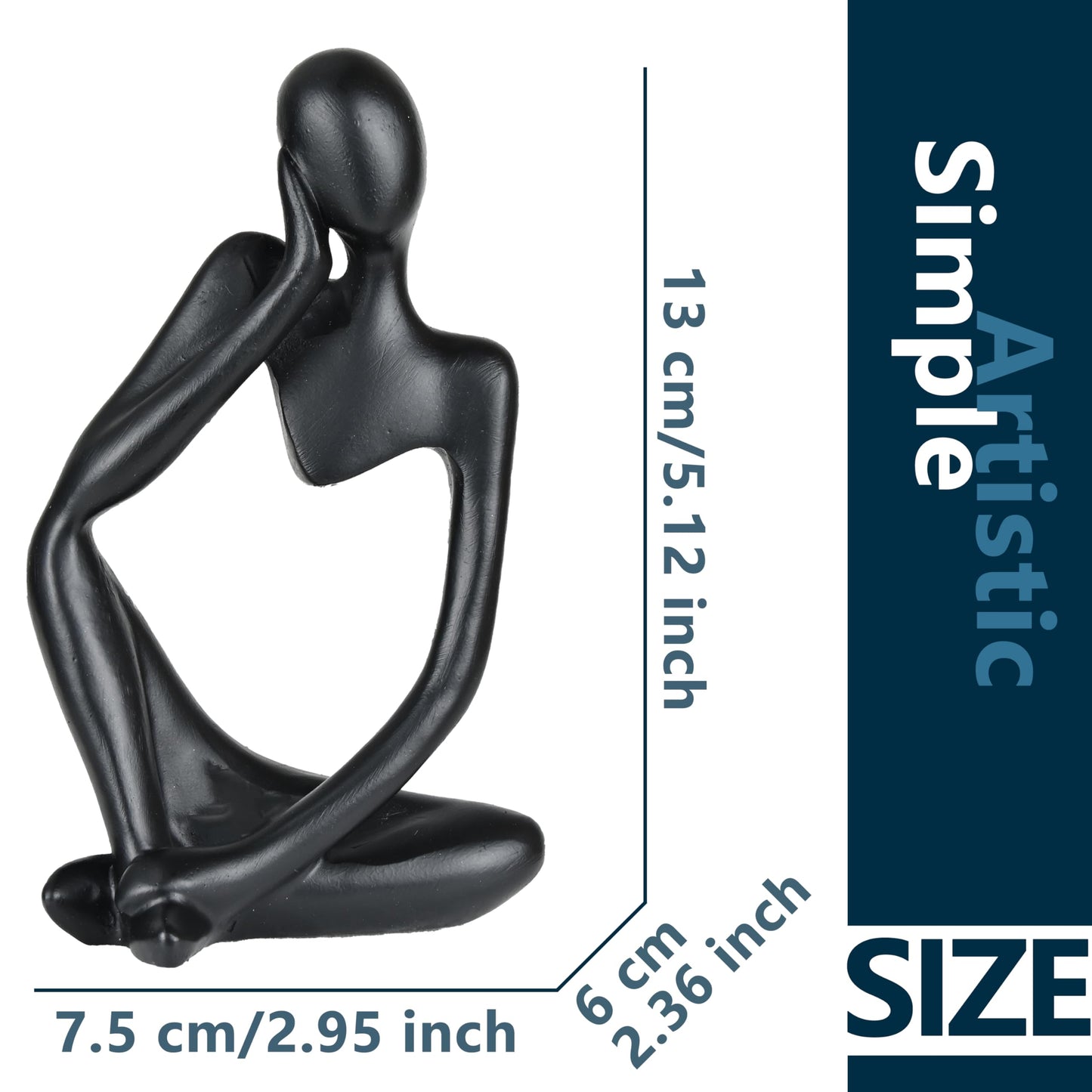 BOPART Gold Thinker Statues 3 Piece Modern Figurine Set