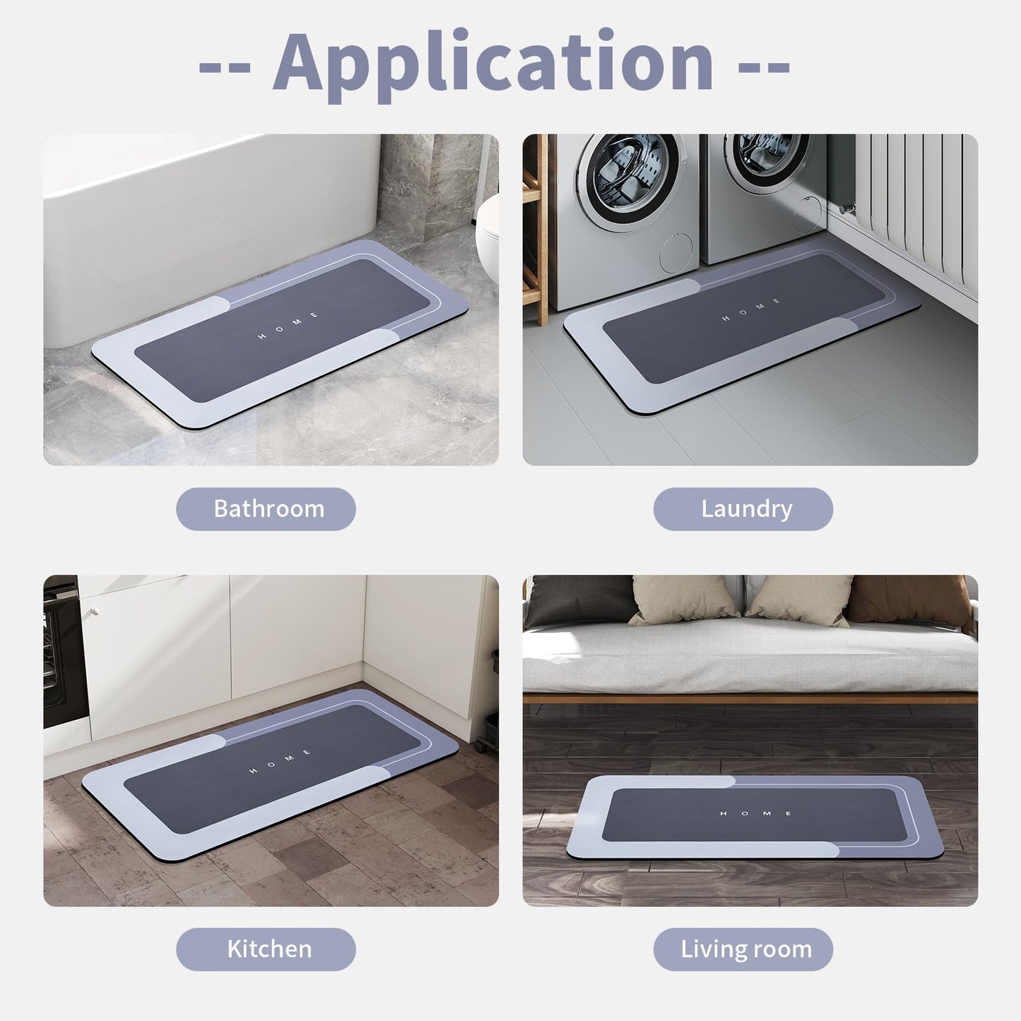 3PCS GORILLA GRIP Bath Rug Soft Chenille Absorbent Mat