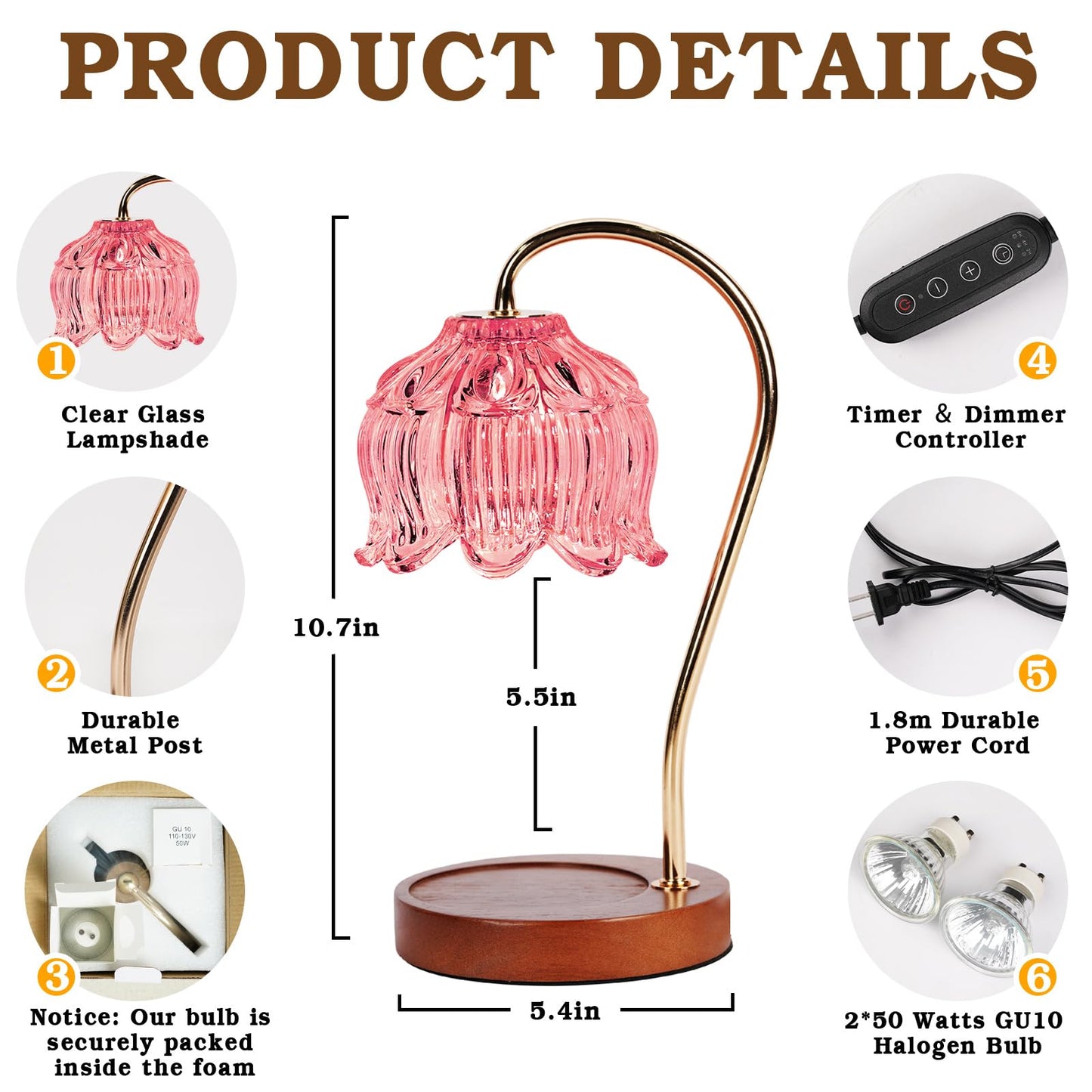 Funistree Flower Candle Warmer Lamp with Timer