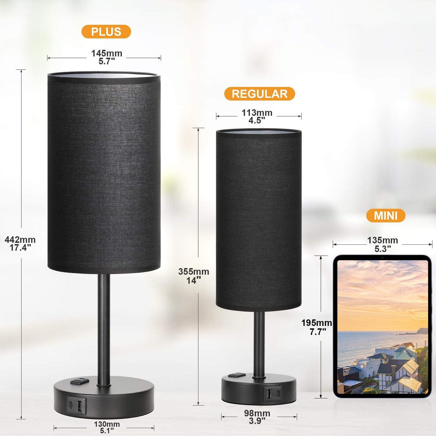 Fenmzee Rose Gold Crystal Touch Lamp 3 Way Dimmable with USB