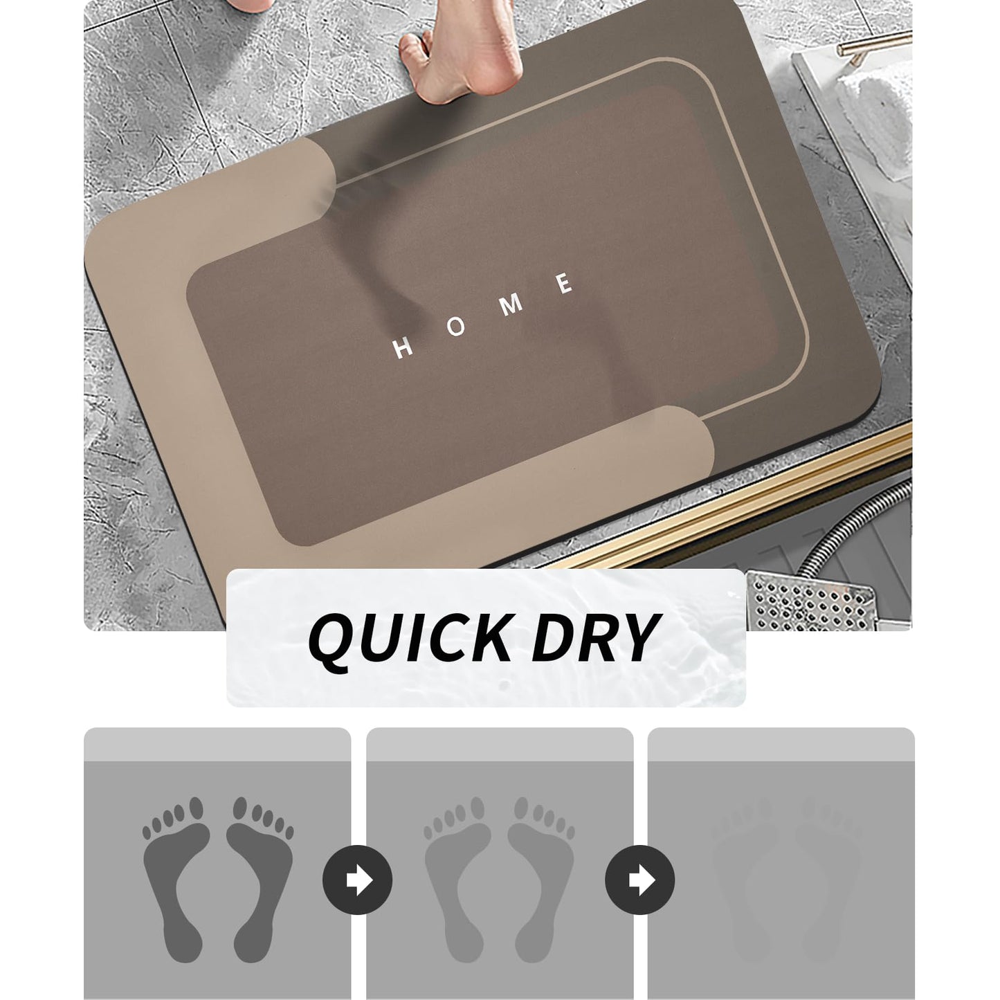 3PCS GORILLA GRIP Bath Rug Soft Chenille Absorbent Mat