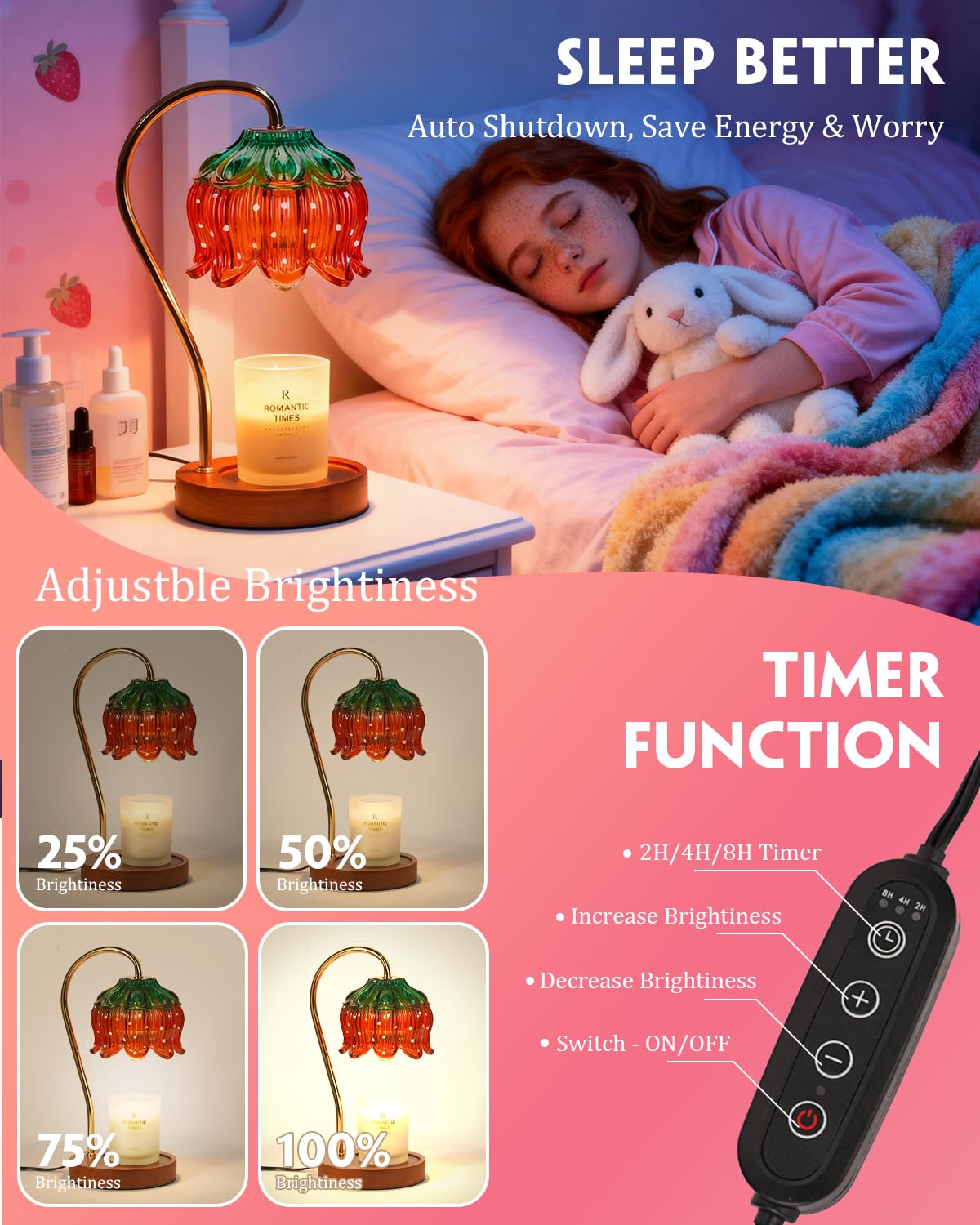 Funistree Flower Candle Warmer Lamp with Timer