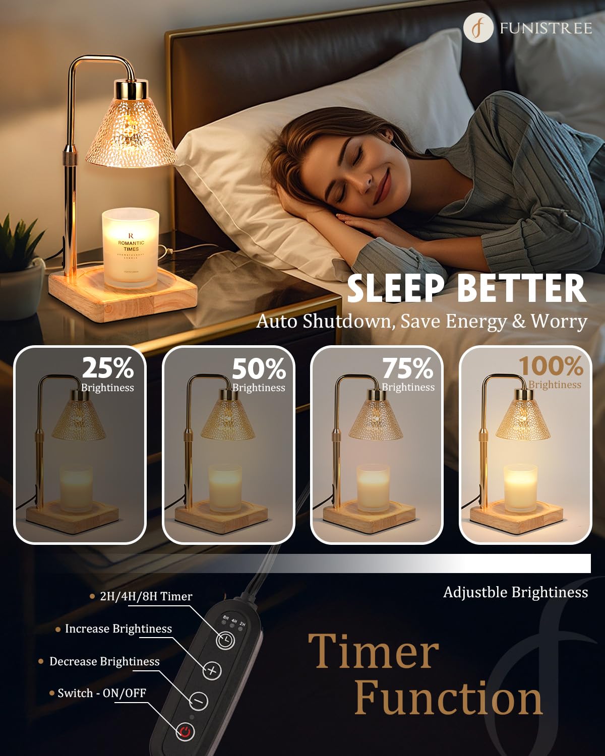 Funistree Flower Candle Warmer Lamp with Timer