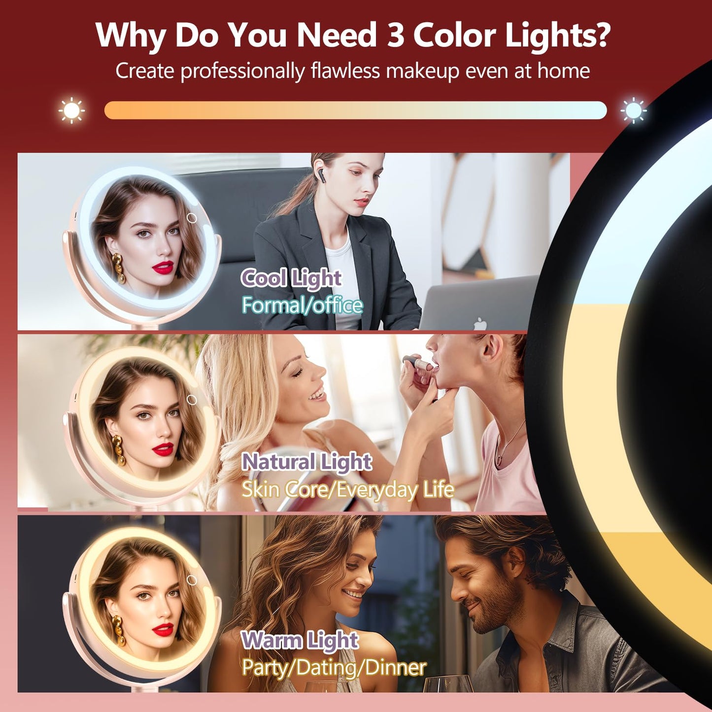 20X Magnifying Makeup Mirror Lighted Dual Sided Mirror