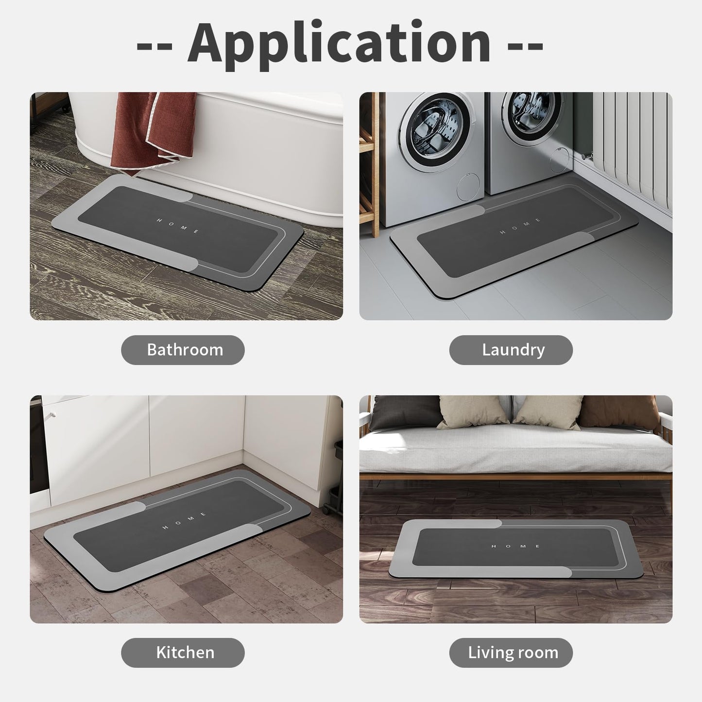 3PCS GORILLA GRIP Bath Rug Soft Chenille Absorbent Mat