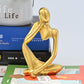 BOPART Gold Thinker Statues 3 Piece Modern Figurine Set