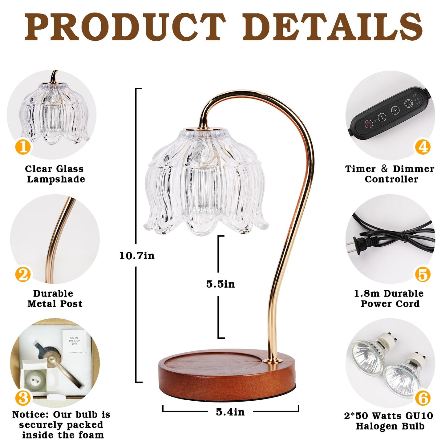 Funistree Flower Candle Warmer Lamp with Timer