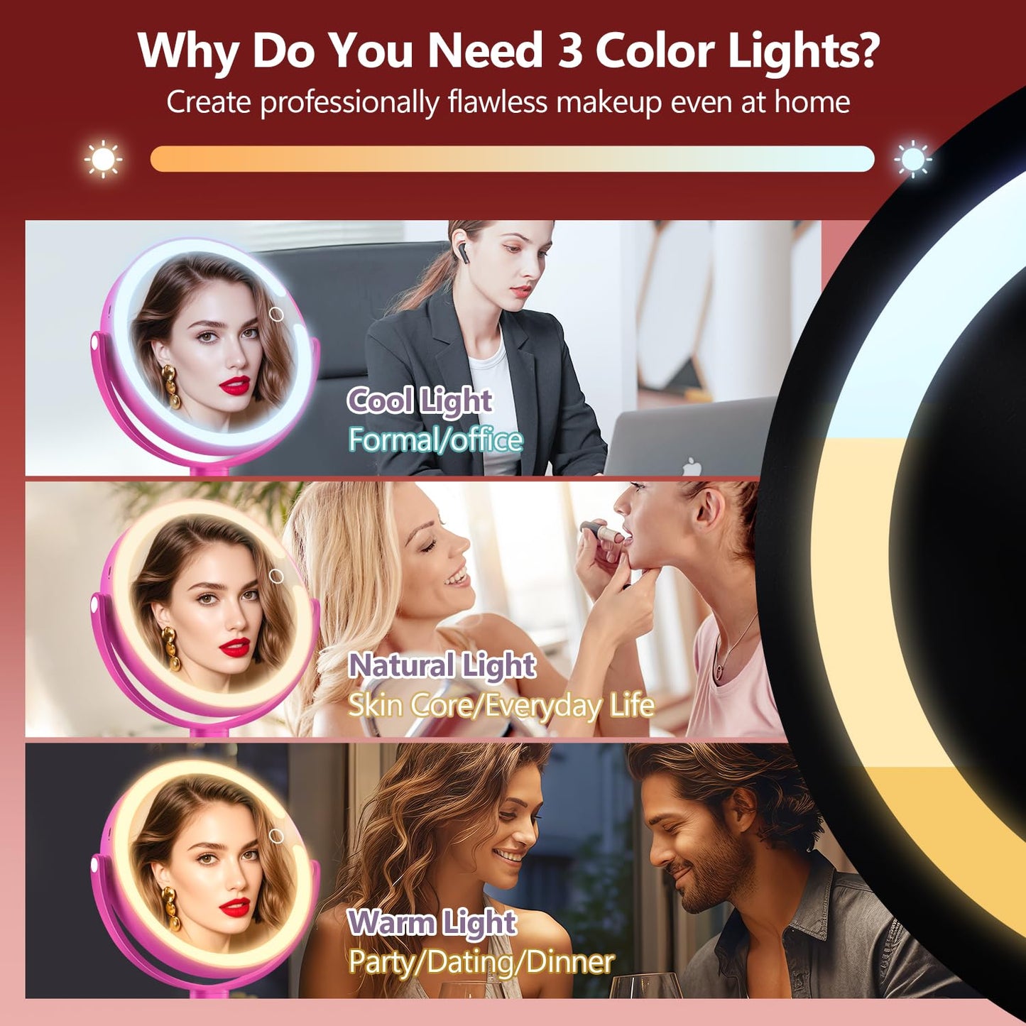 20X Magnifying Makeup Mirror Lighted Dual Sided Mirror