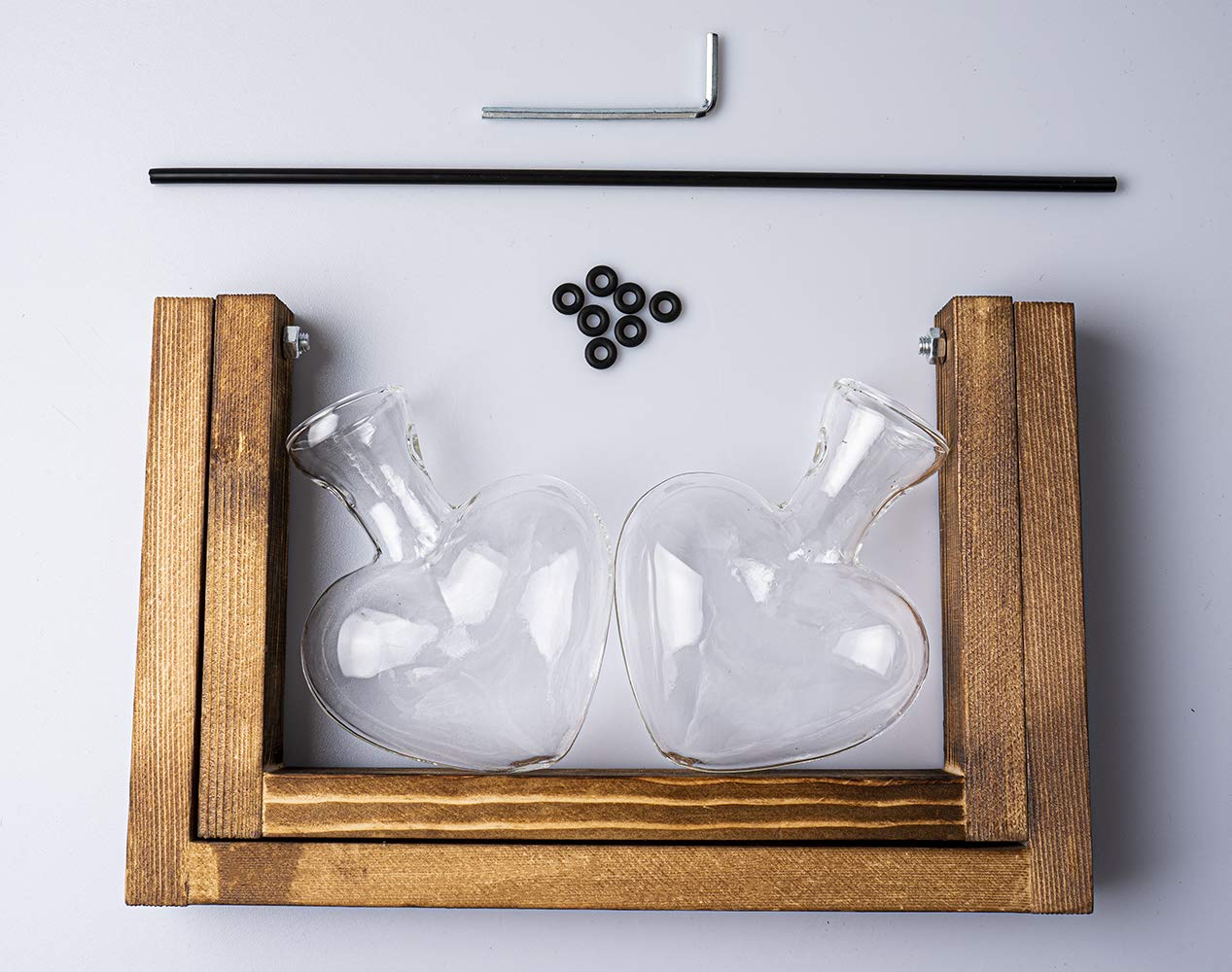 Kingbuy Terrarium Propagation Station 3 Bulb Glass Vase on Wooden Stand