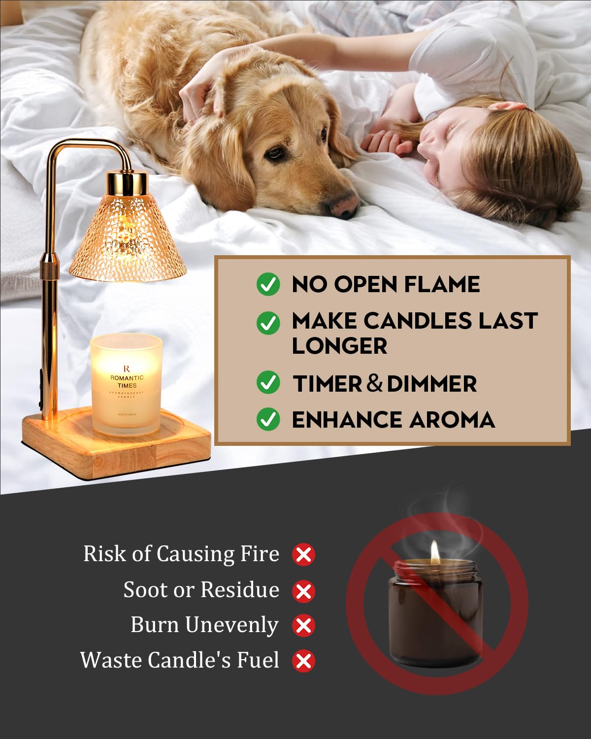 Funistree Flower Candle Warmer Lamp with Timer