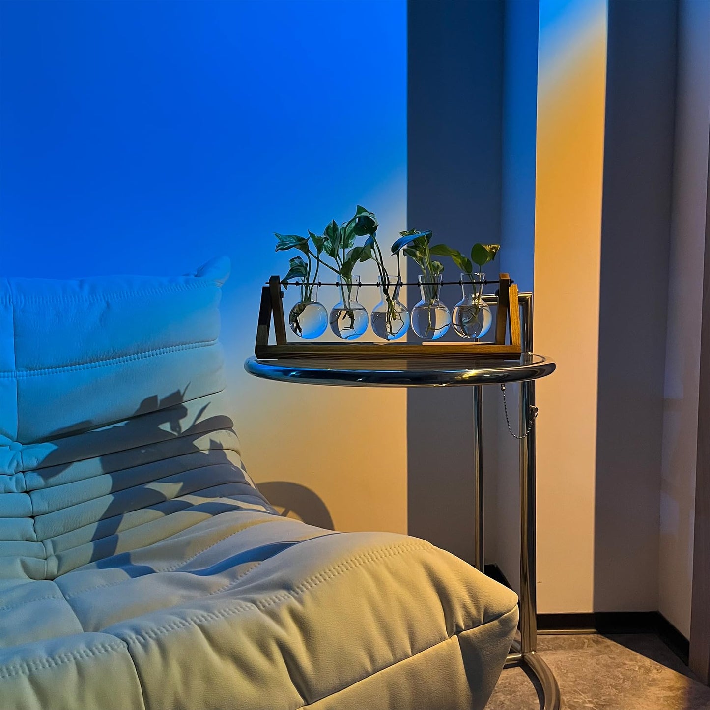 Kingbuy Terrarium Propagation Station 3 Bulb Glass Vase on Wooden Stand