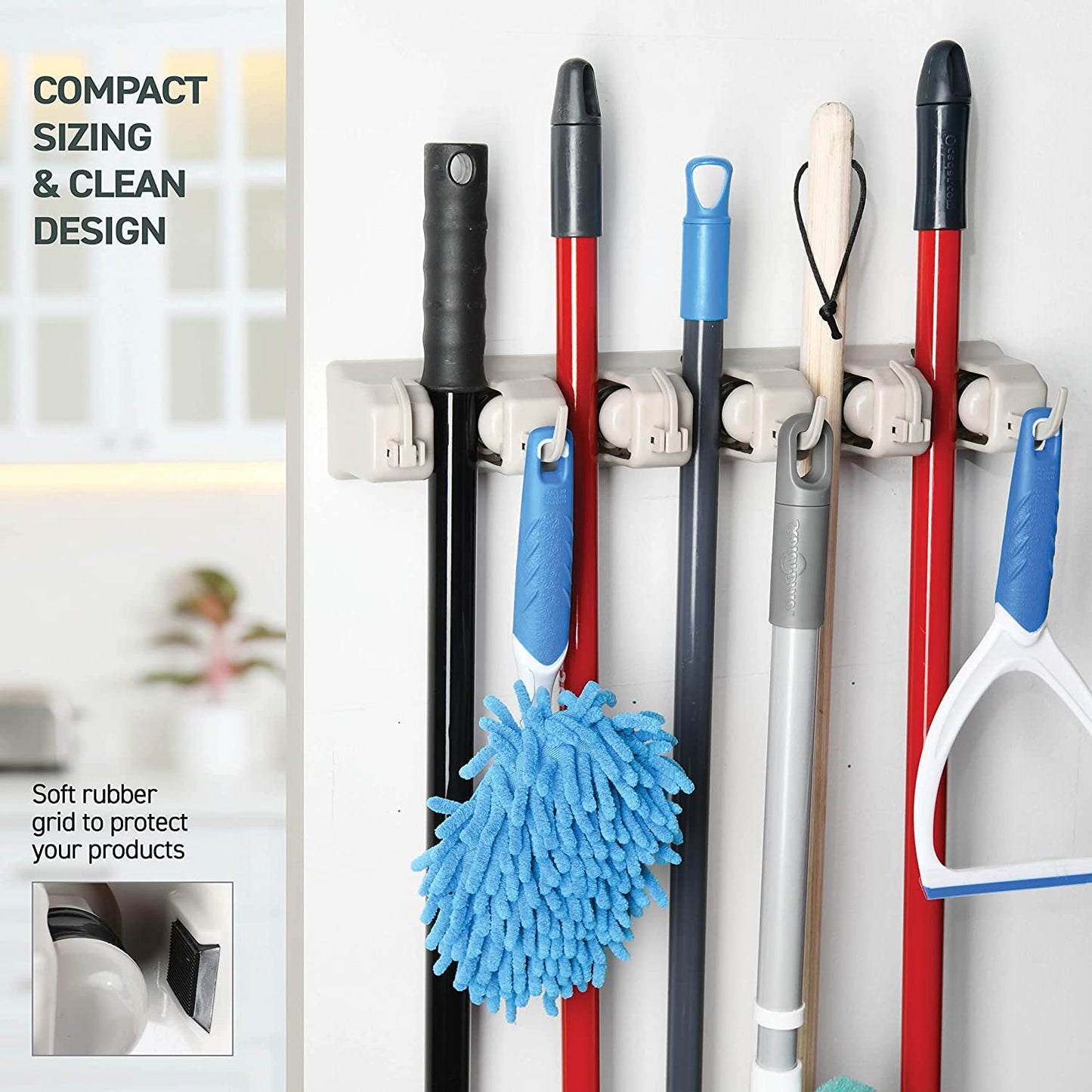 Homeit Mop and Broom Holder Wall Mount Organizer