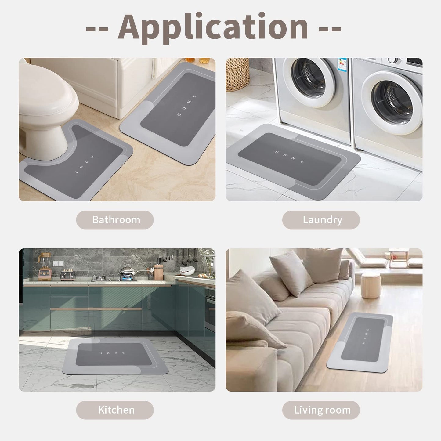 3PCS GORILLA GRIP Bath Rug Soft Chenille Absorbent Mat