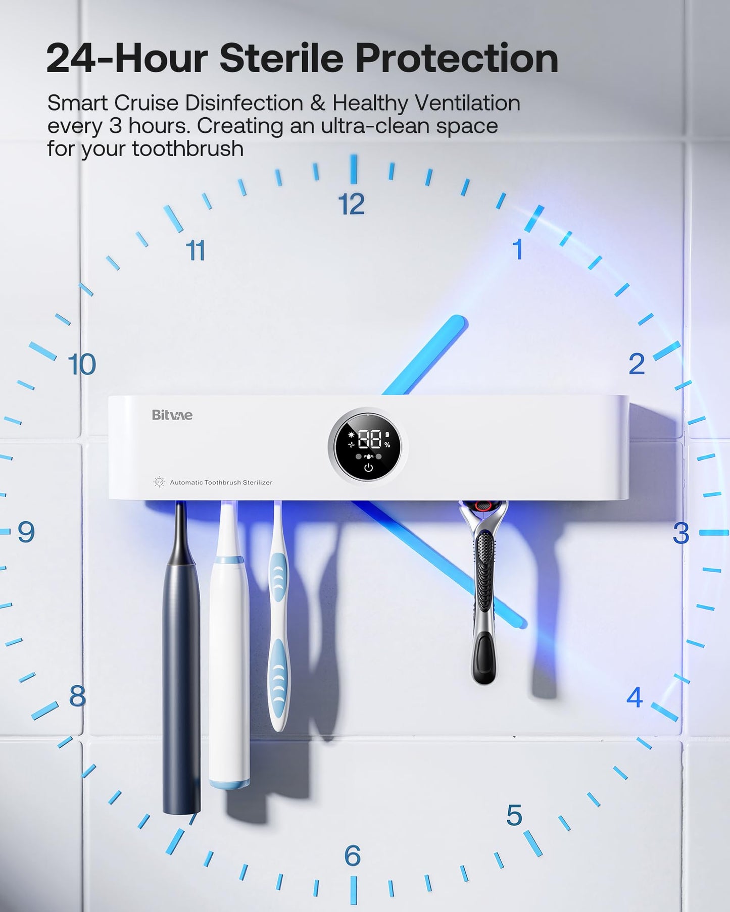 Bitvae Toothbrush Cleaner and Holder Smart LED Drying Station