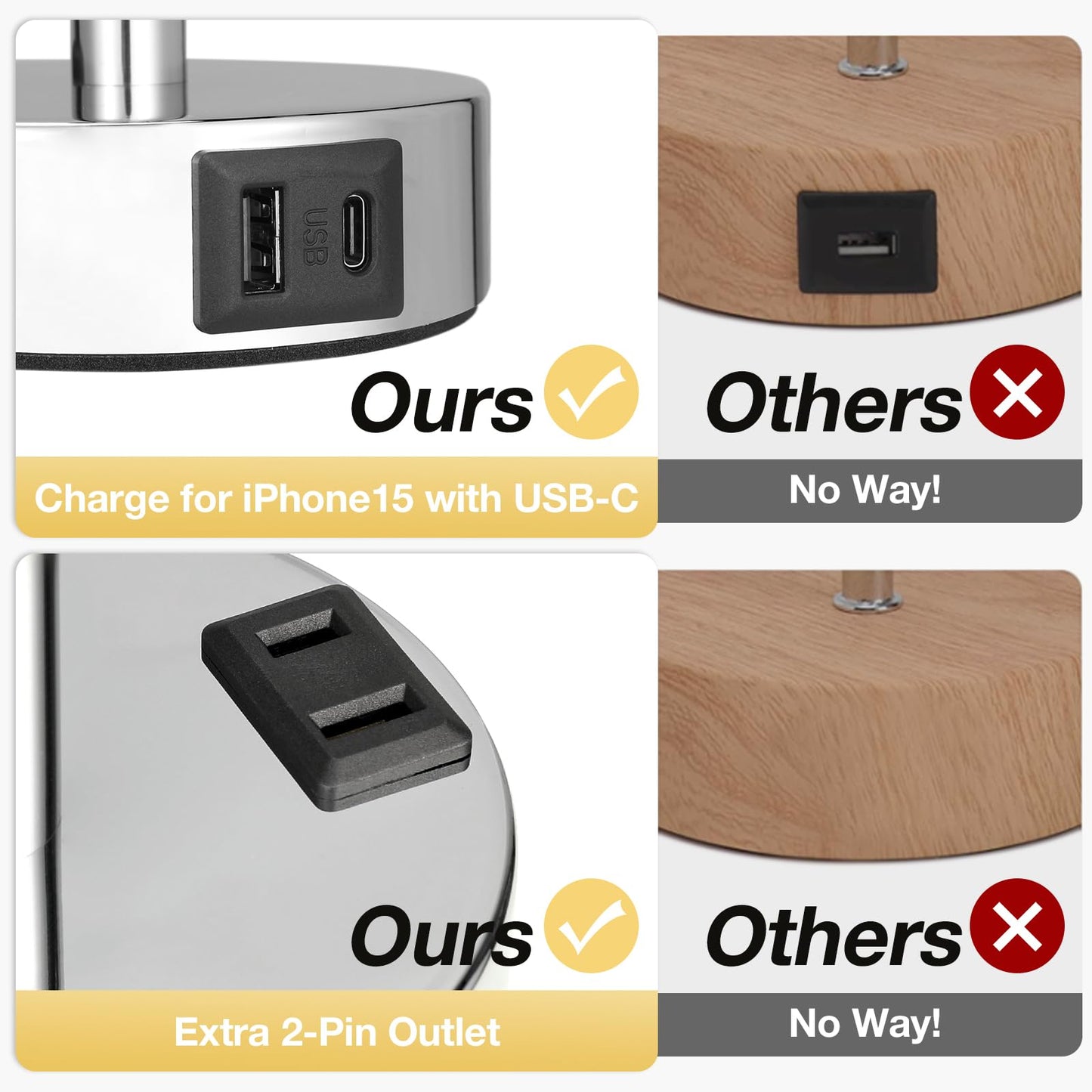 Fenmzee Rose Gold Crystal Touch Lamp 3 Way Dimmable with USB