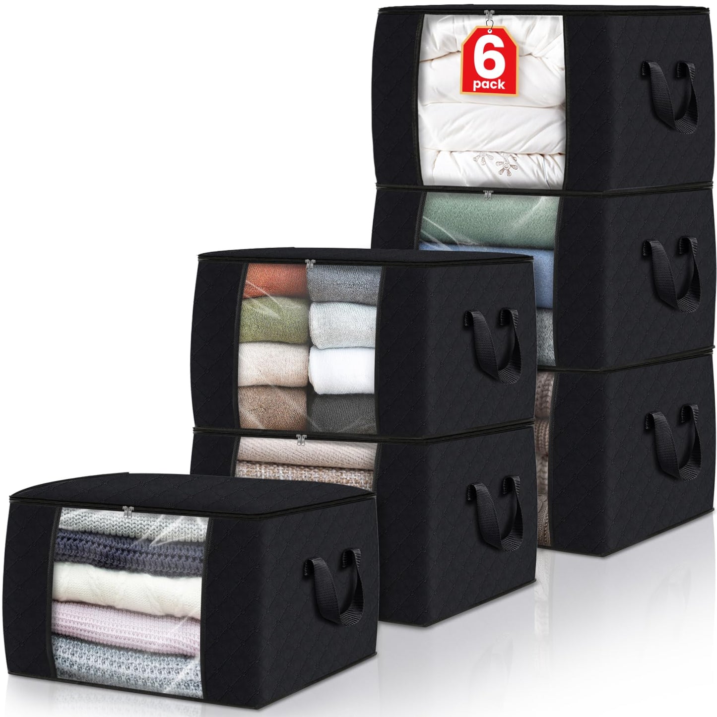 Fab Totes Clothes Storage Bags 6 Pack Foldable Organizers